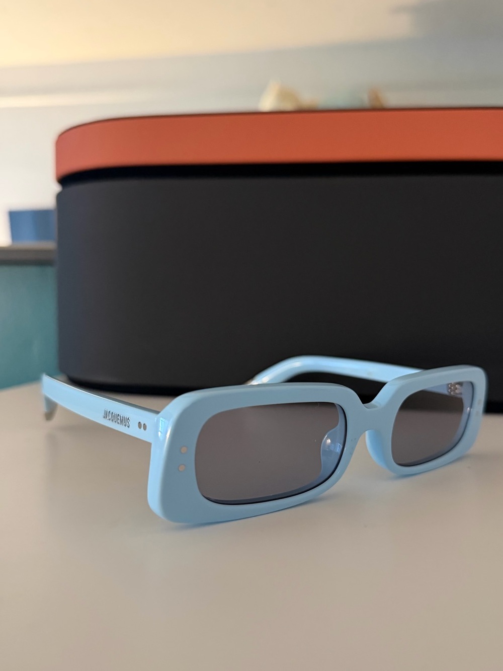 JACQUEMUS Light Blue Rectangular Sunglasses